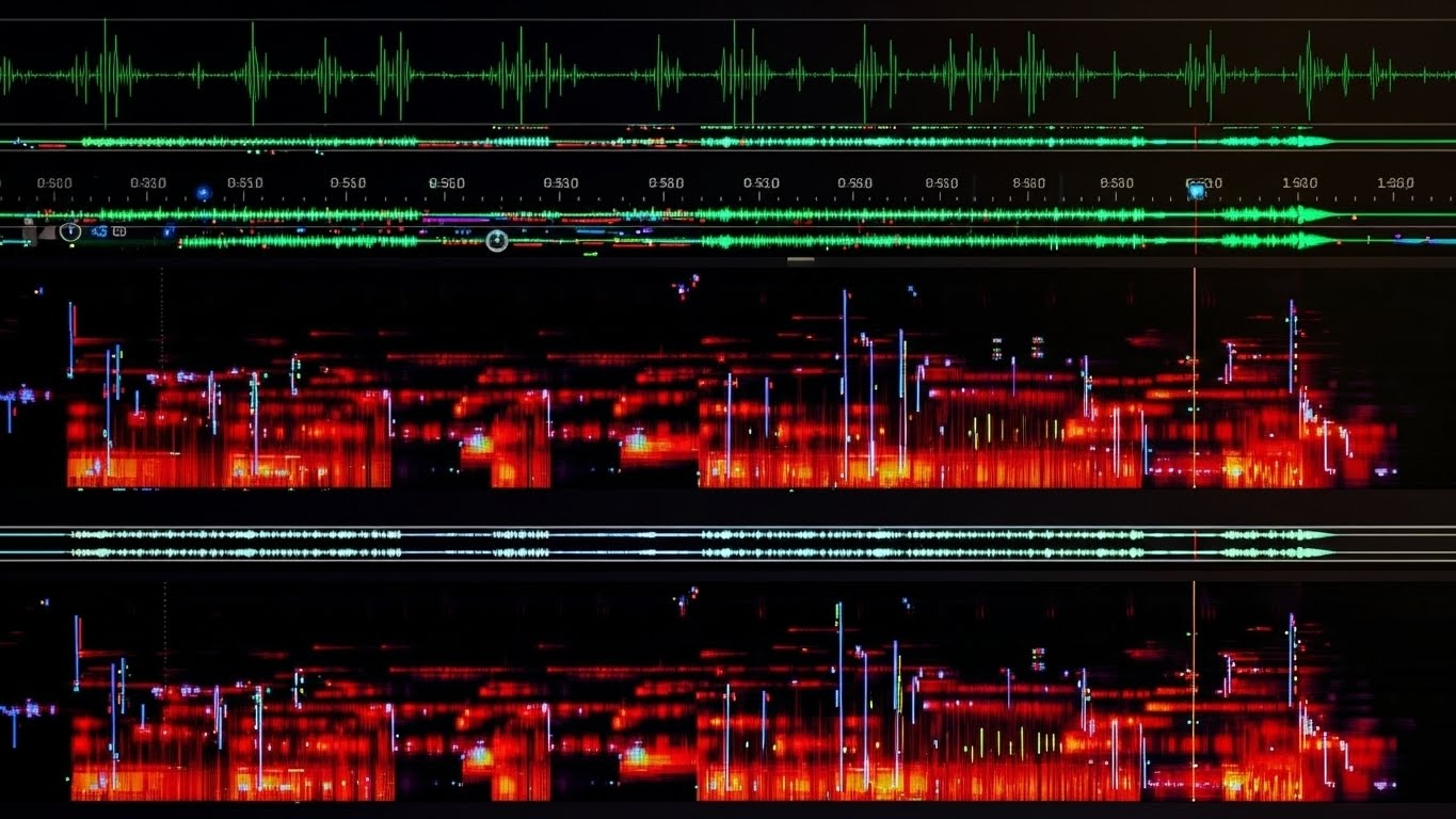 Interfaz de software de restauración de audio con visualización de onda